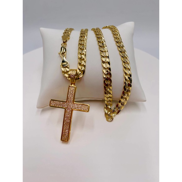 Other - cross and chain, 14k gold plated